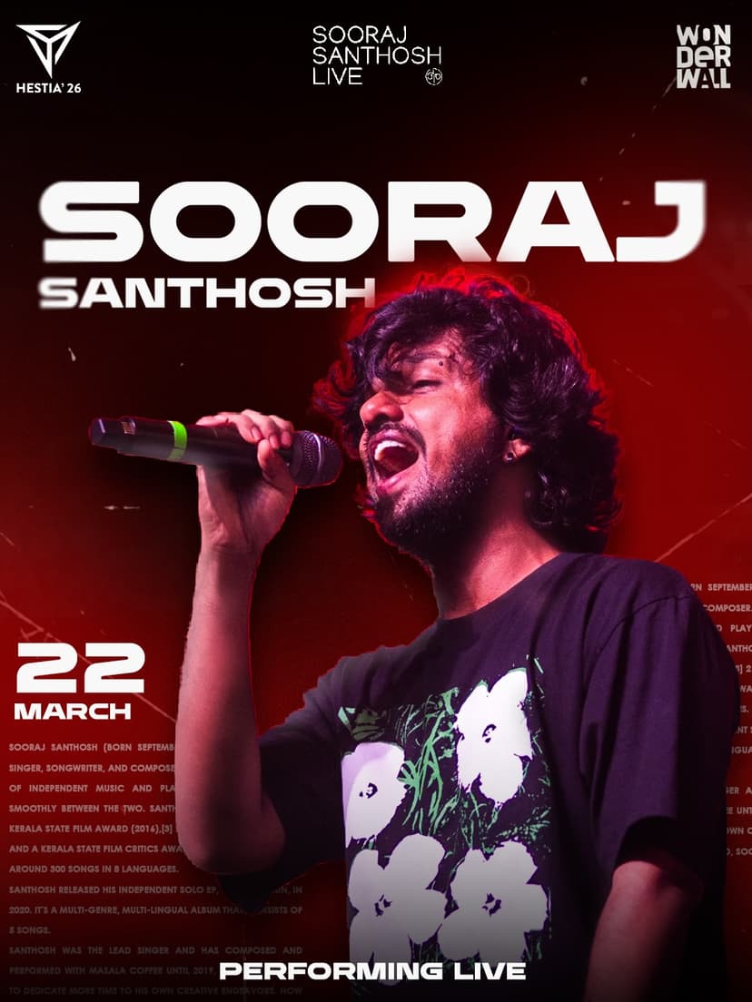 Sooraj Santhosh Live at HESTIA ’26 - Music in Kollam