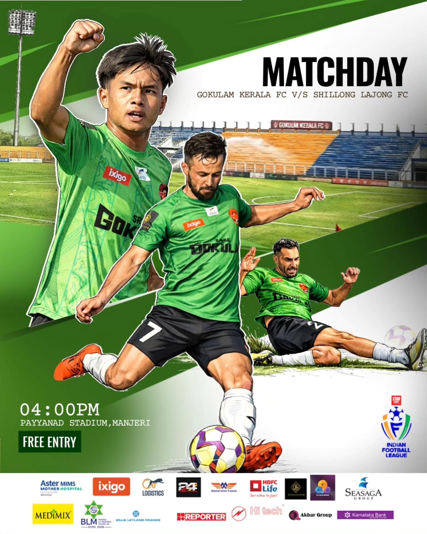 Gokulam Kerala FC vs Shillong Lajong FC - Sports in Malappuram